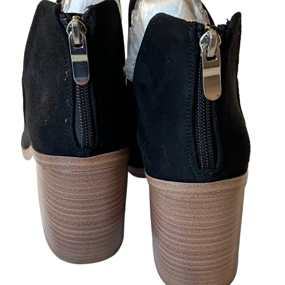 Black Suede Block Heel Ankle Boots - Women's Size 5.5 New - Picture 4 of 5